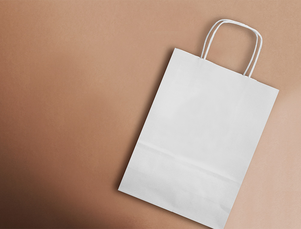 SAC PAPIER Q-CONNECT CELLULOSE XS ANSE TORSADEE 180X240X80MM COLORIS BLANC