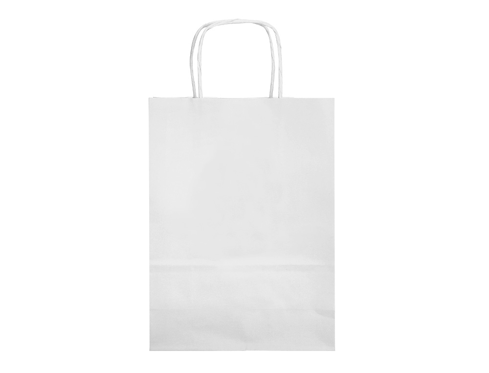 SAC PAPIER Q-CONNECT CELLULOSE XS ANSE TORSADEE 180X240X80MM COLORIS BLANC