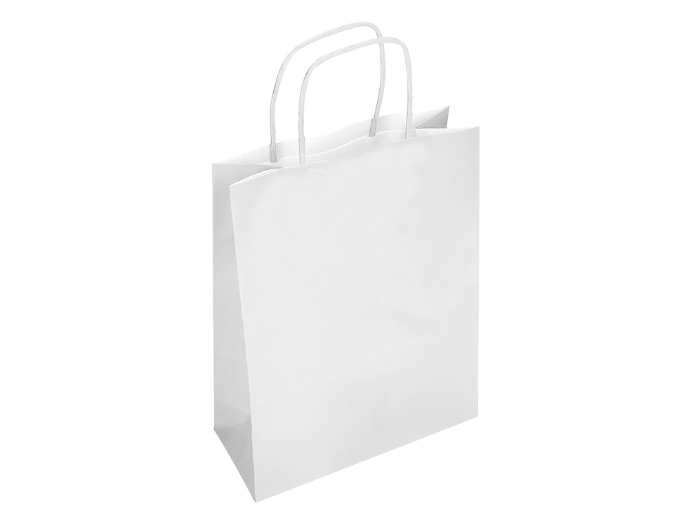 SAC PAPIER Q-CONNECT CELLULOSE XS ANSE TORSADEE 180X240X80MM COLORIS BLANC