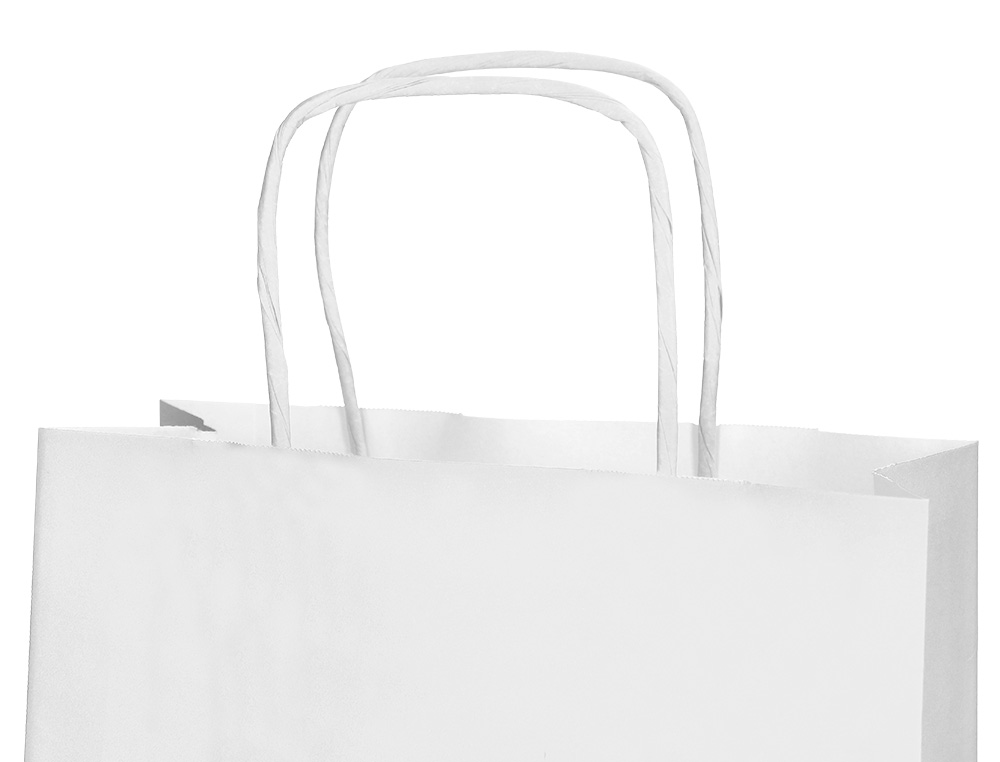 SAC PAPIER Q-CONNECT CELLULOSE XS ANSE TORSADEE 180X240X80MM COLORIS BLANC