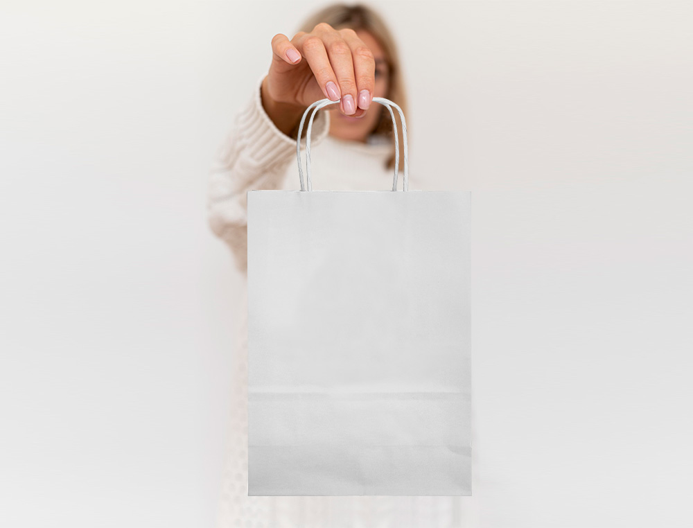 SAC PAPIER Q-CONNECT CELLULOSE XS ANSE TORSADEE 180X240X80MM COLORIS BLANC