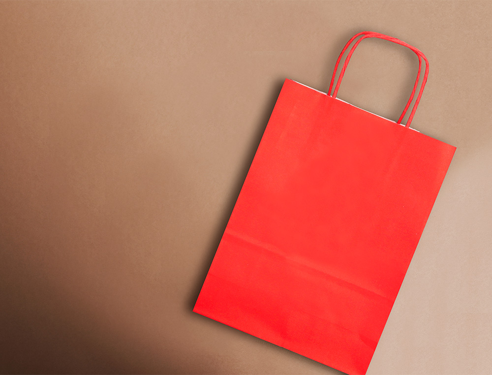 SAC PAPIER Q-CONNECT CELLULOSE XS ANSE TORSADEE 180X240X80MM COLORIS ROUGE