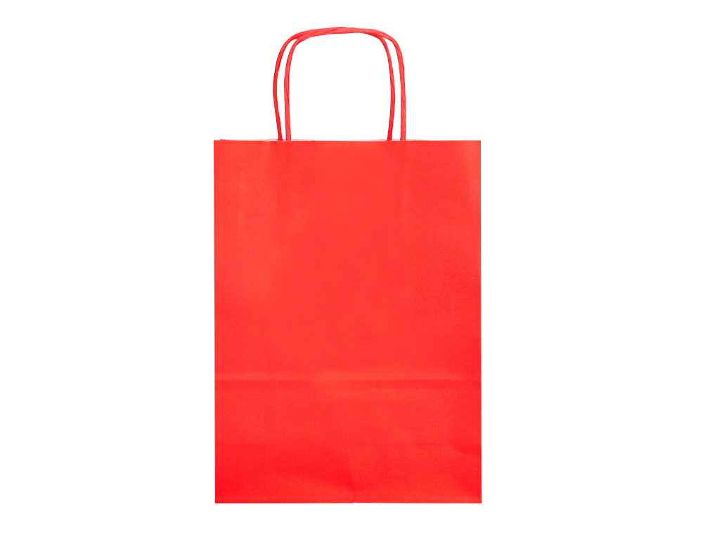 SAC PAPIER Q-CONNECT CELLULOSE XS ANSE TORSADEE 180X240X80MM COLORIS ROUGE