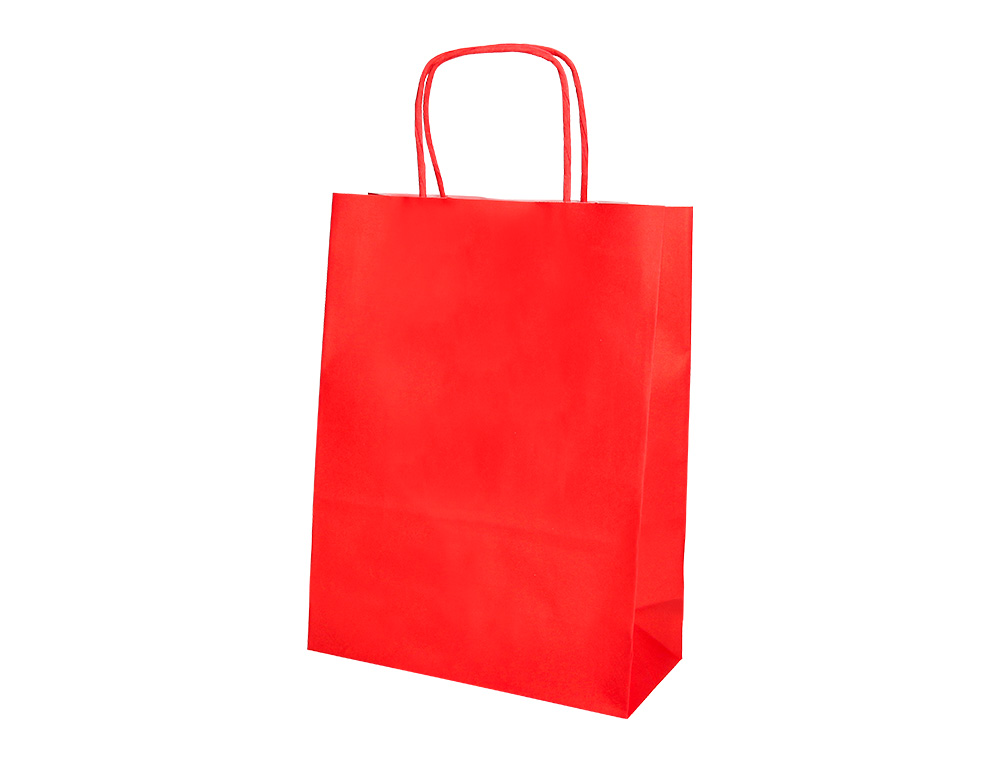 SAC PAPIER Q-CONNECT CELLULOSE XS ANSE TORSADEE 180X240X80MM COLORIS ROUGE