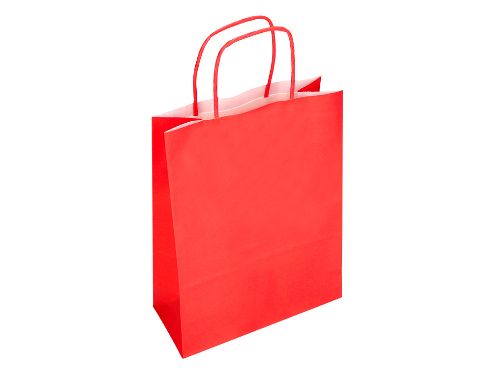 SAC PAPIER Q-CONNECT CELLULOSE XS ANSE TORSADEE 180X240X80MM COLORIS ROUGE
