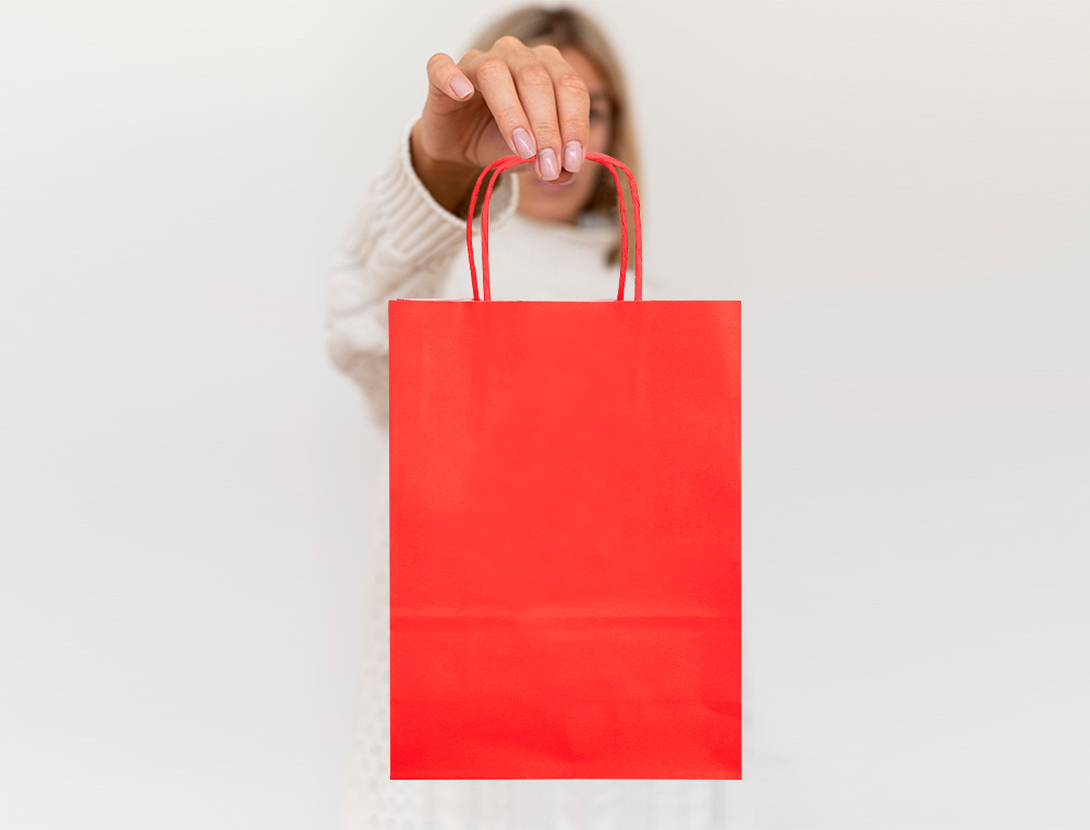 SAC PAPIER Q-CONNECT CELLULOSE XS ANSE TORSADEE 180X240X80MM COLORIS ROUGE