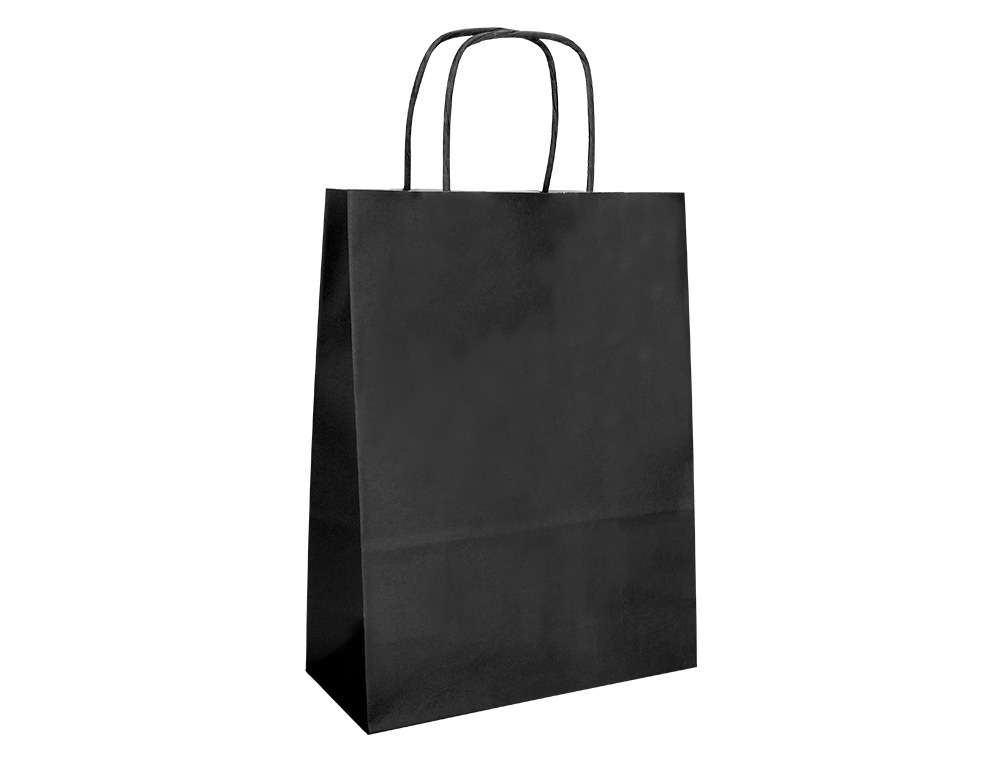 SAC PAPIER Q-CONNECT CELLULOSE S ANSE TORSADEE 240X320X10MM COLORIS NOIR