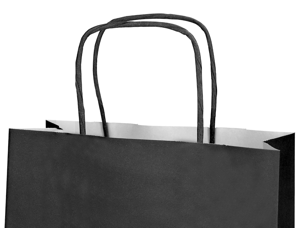 SAC PAPIER Q-CONNECT CELLULOSE S ANSE TORSADEE 240X320X10MM COLORIS NOIR