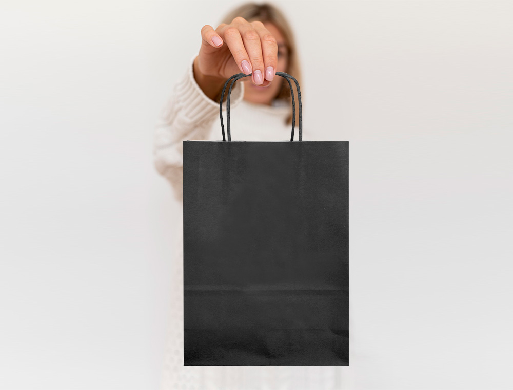 SAC PAPIER Q-CONNECT CELLULOSE S ANSE TORSADEE 240X320X10MM COLORIS NOIR