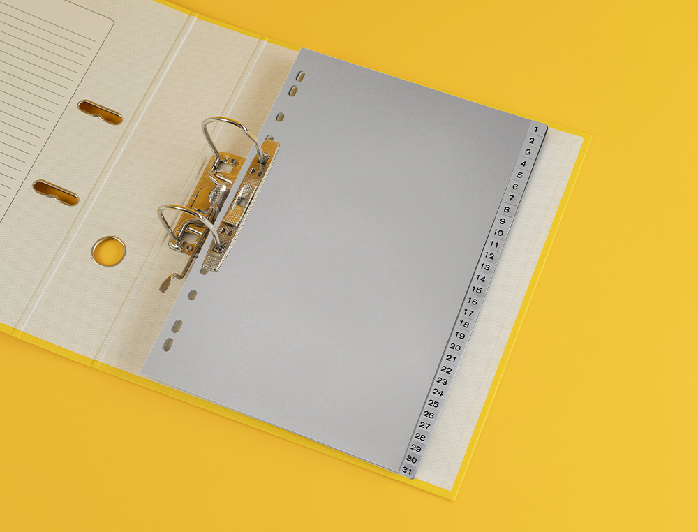 INTERCALAIRE Q-CONNECT NUMERIQUE 1-31 PLASTIQUE 31   POSITIONS A4 INDICE           MULTIPERFORE