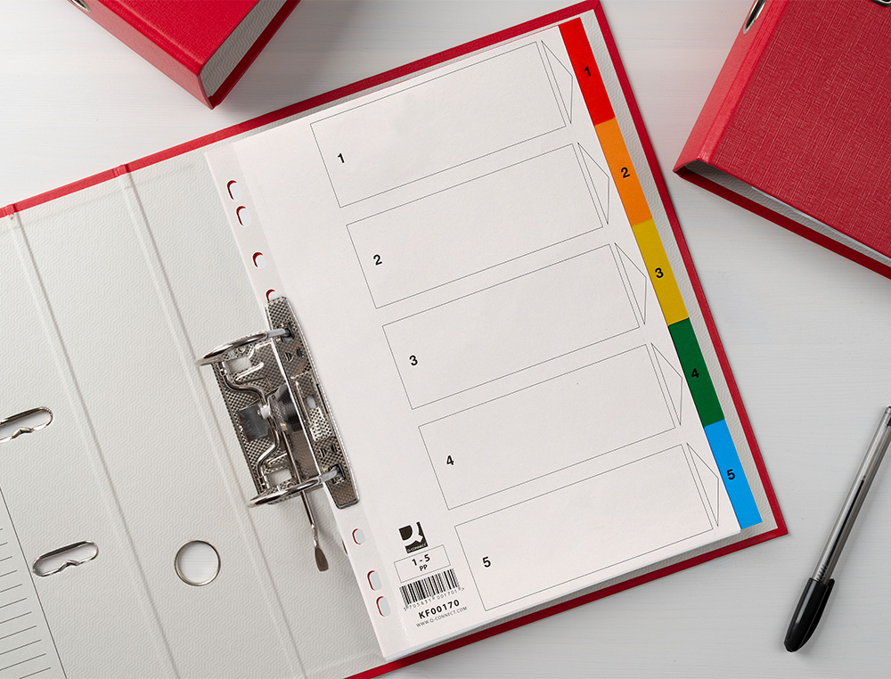INTERCALAIRE Q-CONNECT PLASTIQUE 5 POSITIONS A4      INDICE MULTIPERFORE