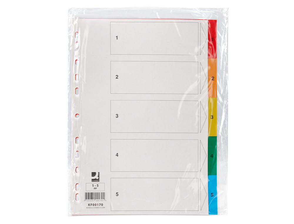 INTERCALAIRE Q-CONNECT PLASTIQUE 5 POSITIONS A4      INDICE MULTIPERFORE