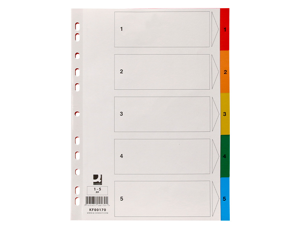 INTERCALAIRE Q-CONNECT PLASTIQUE 5 POSITIONS A4      INDICE MULTIPERFORE