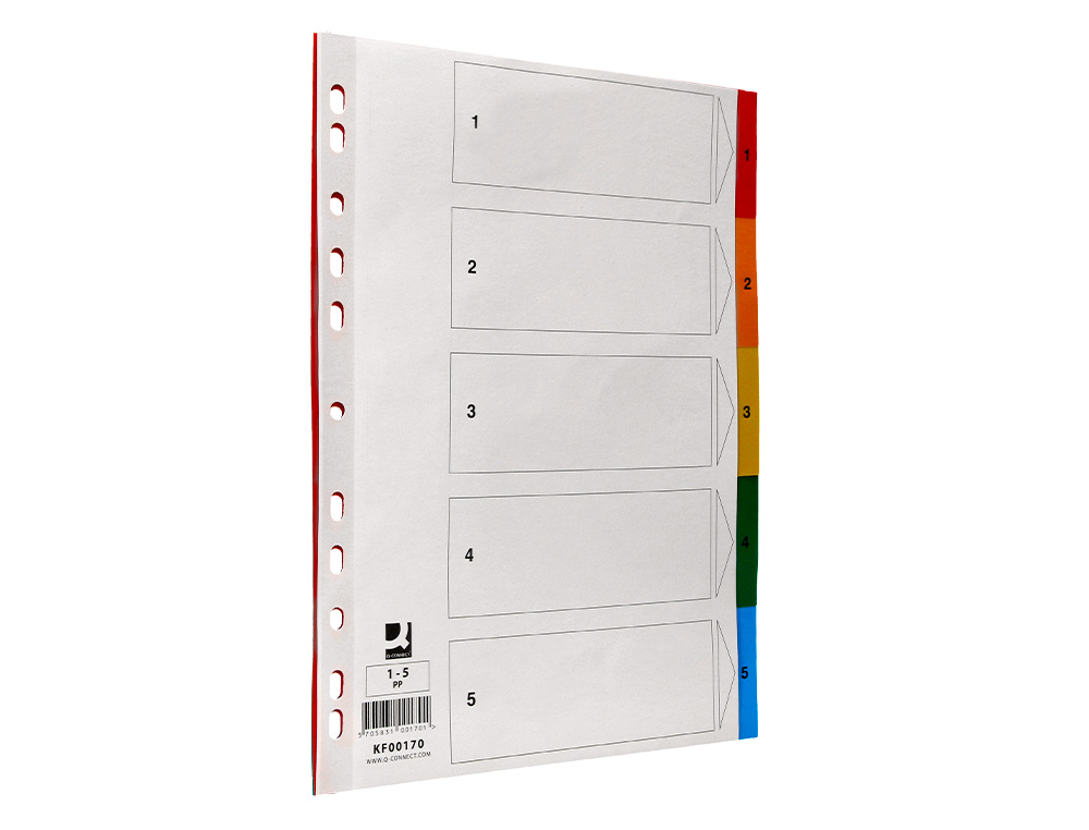 INTERCALAIRE Q-CONNECT PLASTIQUE 5 POSITIONS A4      INDICE MULTIPERFORE