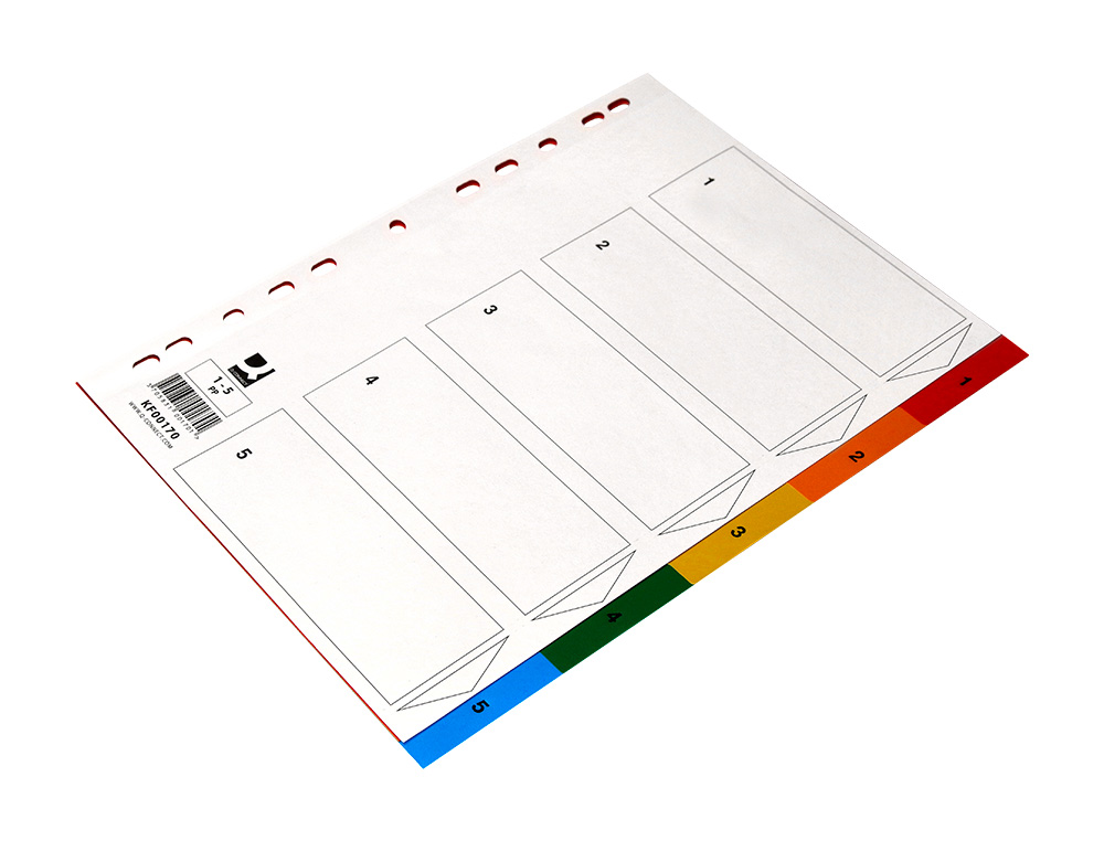 INTERCALAIRE Q-CONNECT PLASTIQUE 5 POSITIONS A4      INDICE MULTIPERFORE
