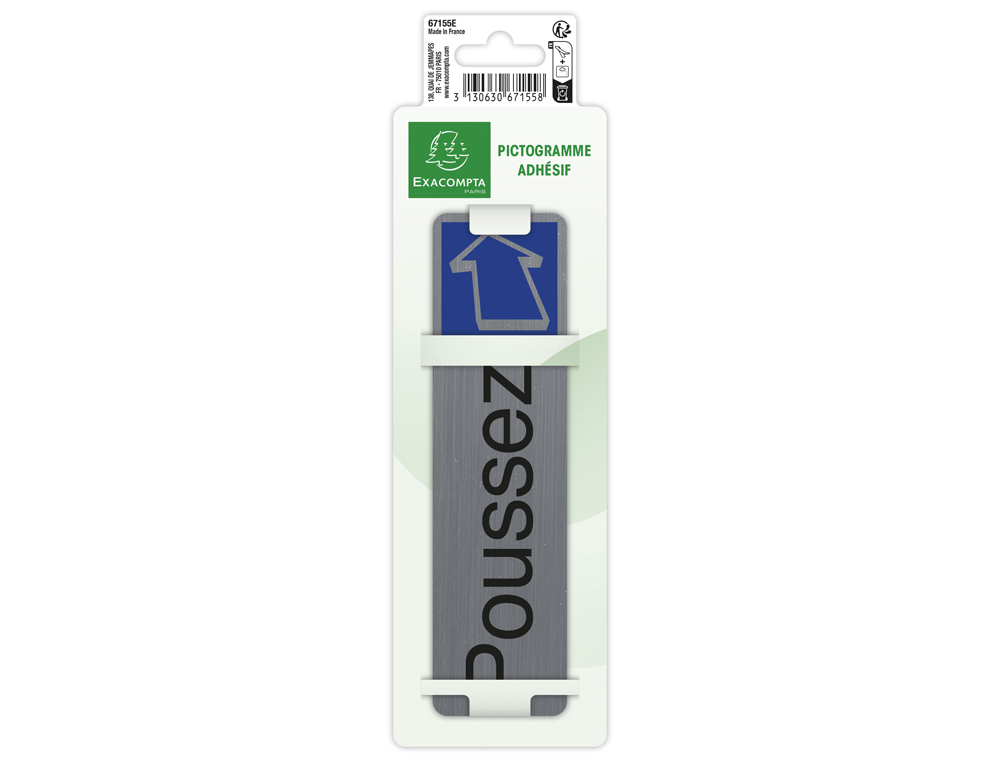 PLAQUE ADHESIVE EXACOMPTA POUSSEZ IMITATION ALUMINIUM 16,5X4,4CM