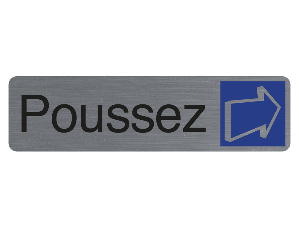 PLAQUE ADHESIVE EXACOMPTA POUSSEZ IMITATION ALUMINIUM 16,5X4,4CM