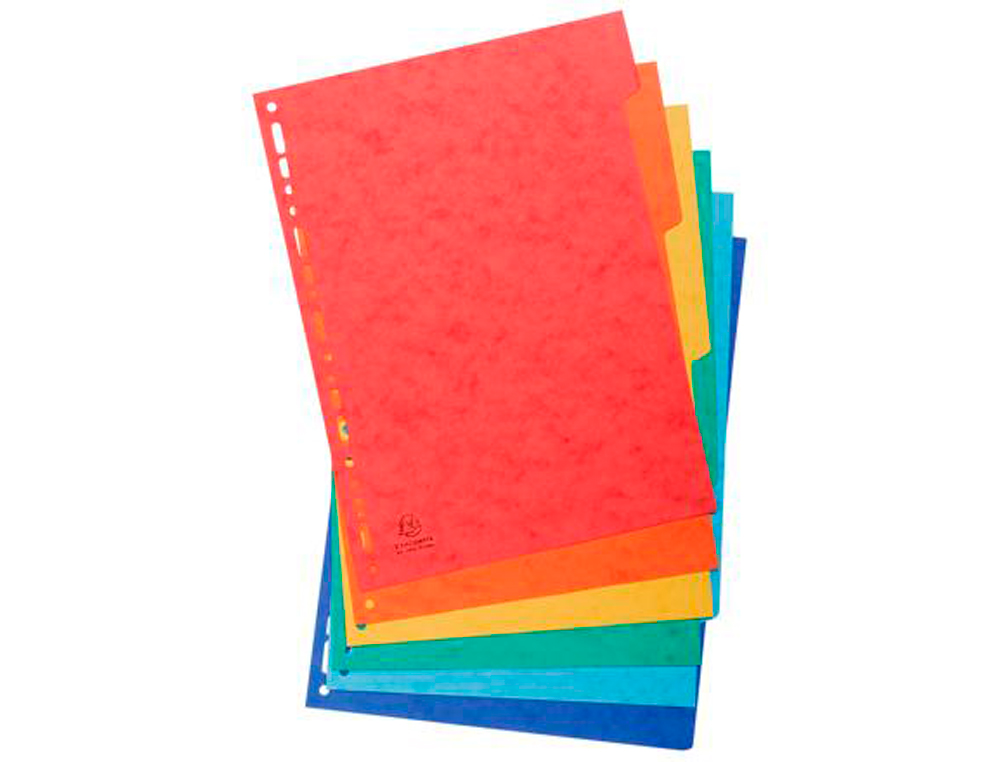 INTERCALAIRE EXACOMPTA CARTE LUSTREE 225GR A4 6 POSITIONS COLORIS ASSORTIS