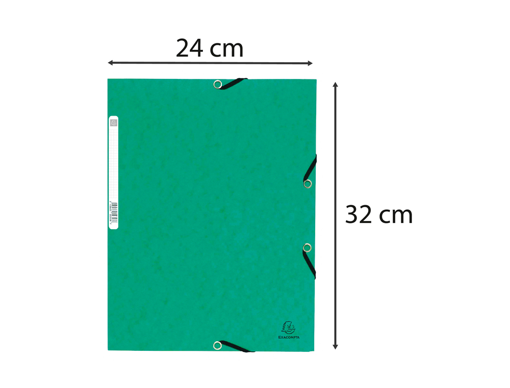CHEMISE EXACOMPTA 3 RABATS CARTE LUSTREE 355GR A4 FERMETURE ELASTIQUE ETIQUETTE COLORIS VERT LOT 10 UNITES