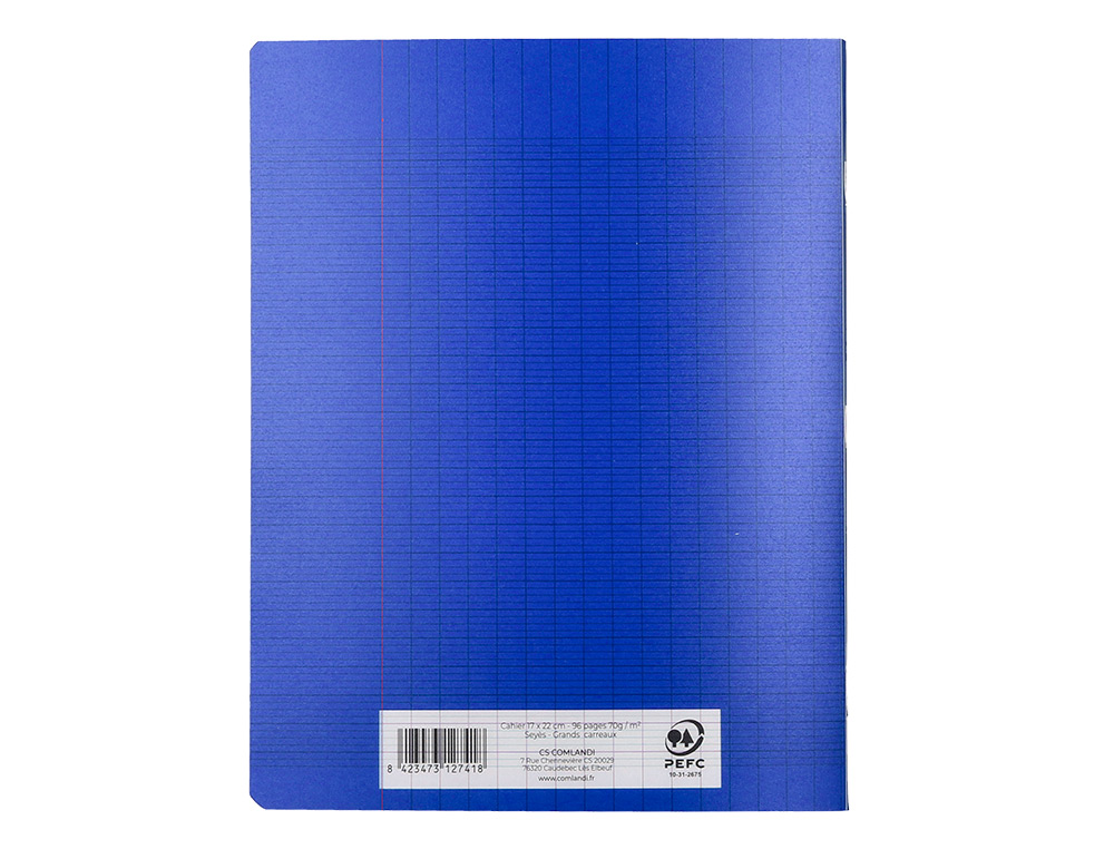 CAHIER PIQURE LIDERPAPEL COUVERTURE PP 170X220MM 96P SEYES COLORIS BLEU