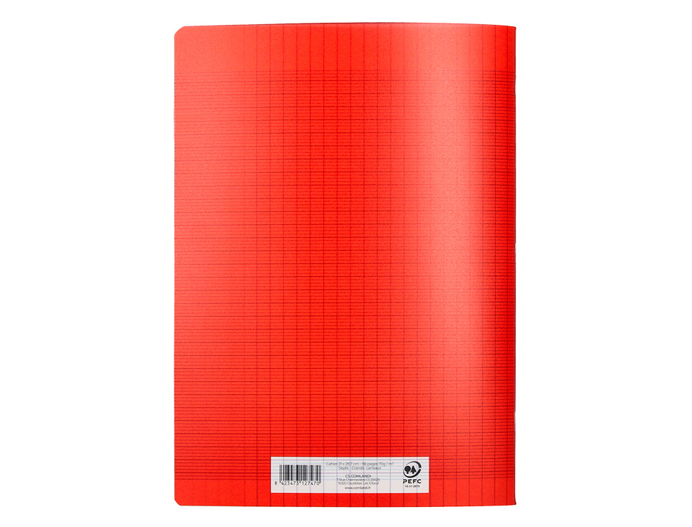 CAHIER PIQURE LIDERPAPEL COUVERTURE PP 240X320MM 48P   SEYES COLORIS ROUGE