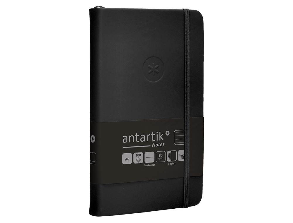CARNET FERMETURE ELASTIQUE ANTARTIK NOTES COUVERTURE     RIGIDE A6 LIGNE 100 FEUILLES  80GR FSC COLORIS NOIR