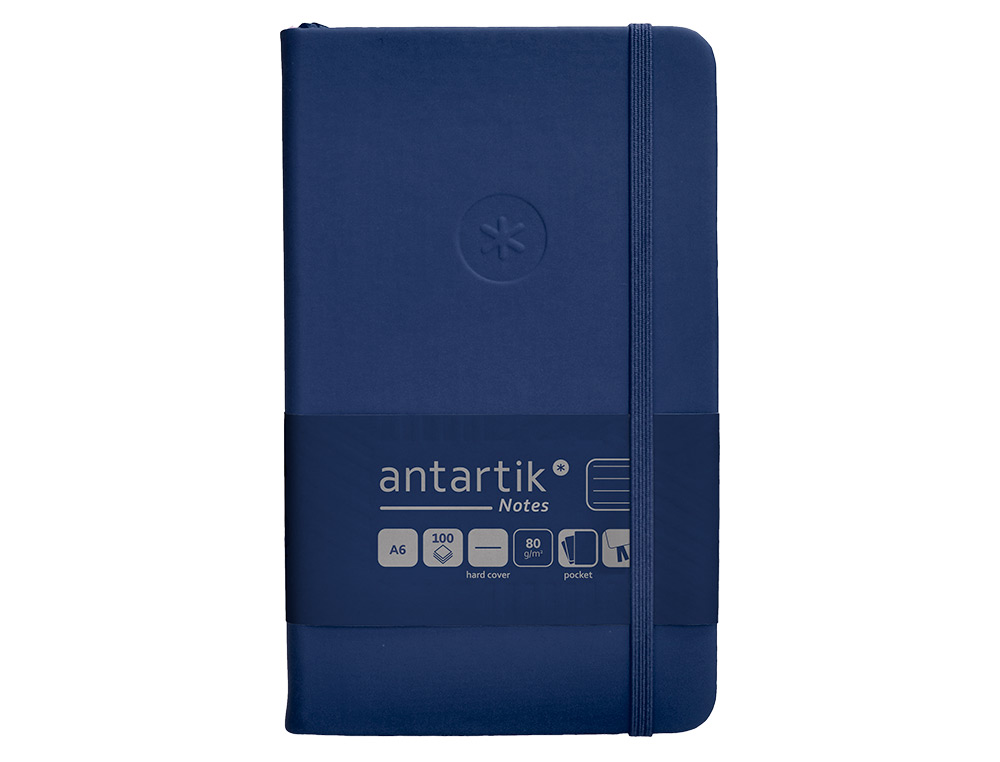 CARNET FERMETURE ELASTIQUE ANTARTIK NOTES COUVERTURE     RIGIDE A6 LIGNE 100 FEUILLES  80GR FSC COLORIS BLEU MARINE