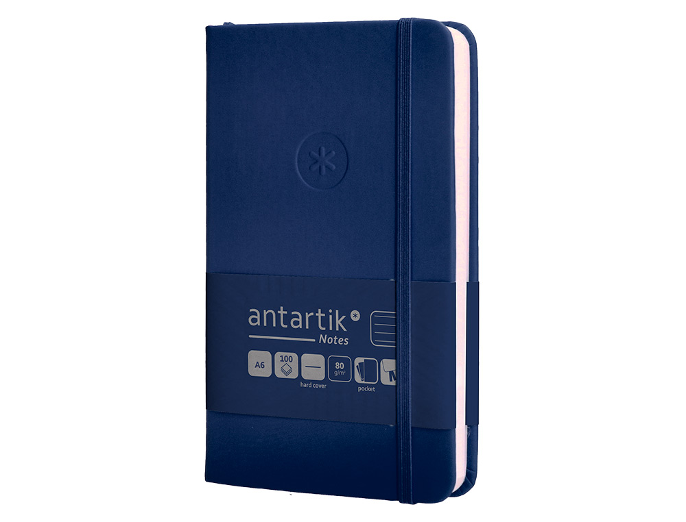 CARNET FERMETURE ELASTIQUE ANTARTIK NOTES COUVERTURE     RIGIDE A6 LIGNE 100 FEUILLES  80GR FSC COLORIS BLEU MARINE