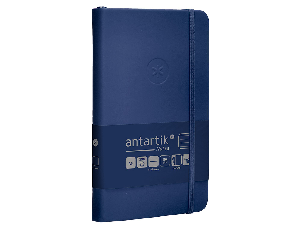 CARNET FERMETURE ELASTIQUE ANTARTIK NOTES COUVERTURE     RIGIDE A6 LIGNE 100 FEUILLES  80GR FSC COLORIS BLEU MARINE