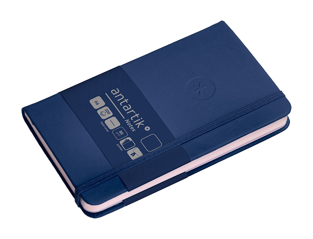 CARNET FERMETURE ELASTIQUE ANTARTIK NOTES COUVERTURE     RIGIDE A6 LIGNE 100 FEUILLES  80GR FSC COLORIS BLEU MARINE