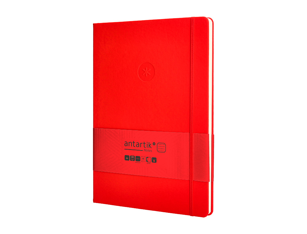 CARNET FERMETURE ELASTIQUE ANTARTIK NOTES COUVERTURE     RIGIDE A4 LIGNE 100 FEUILLES  80GR FSC COLORIS ROUGE