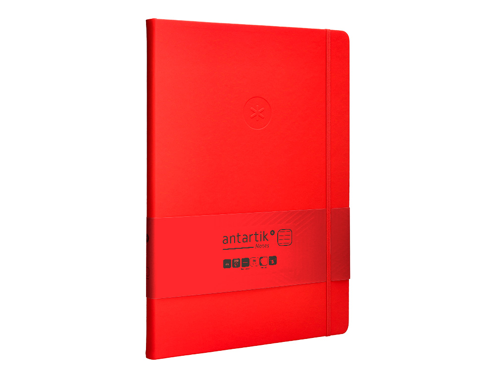 CARNET FERMETURE ELASTIQUE ANTARTIK NOTES COUVERTURE     RIGIDE A4 LIGNE 100 FEUILLES  80GR FSC COLORIS ROUGE
