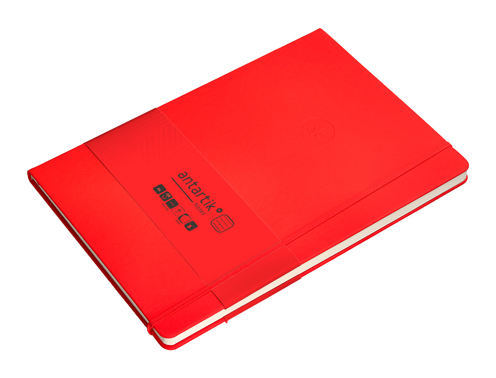 CARNET FERMETURE ELASTIQUE ANTARTIK NOTES COUVERTURE     RIGIDE A4 LIGNE 100 FEUILLES  80GR FSC COLORIS ROUGE