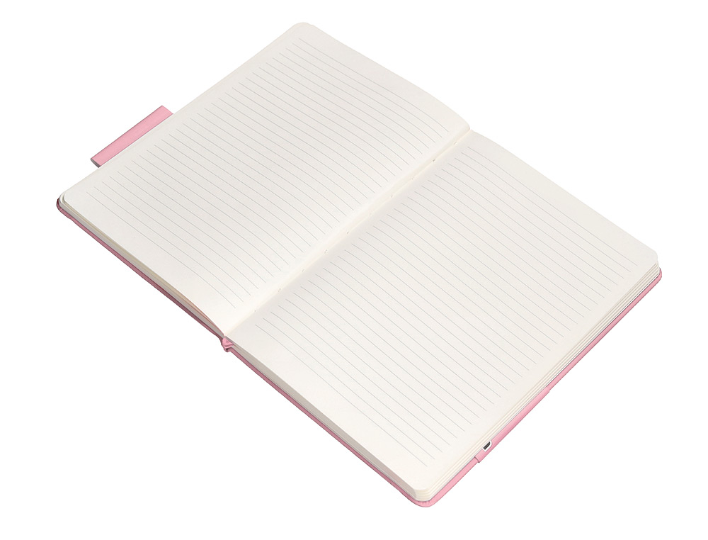 CARNET FERMETURE ELASTIQUE ANTARTIK NOTES COUVERTURE RIGIDE A5 LIGNE 100 FEUILLES 80GR FSC COLORIS ROSE PASTEL