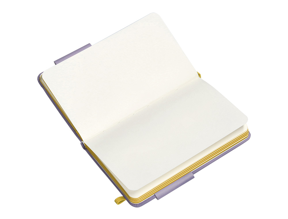CARNET FERMETURE ELASTIQUE JAUNE ANTARTIK NOTES COUVERTURE RIGIDE A6 PAPIER UNI IVOIRE 100 FEUILLES 80GR FSC LILAS