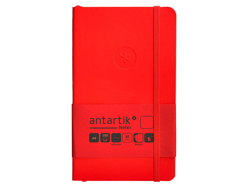 CARNET FERMETURE ELASTIQUE ANTARTIK NOTES COUVERTURE SOUPLE A6 PAPIER UNI IVOIRE 100 FEUILLES 80GR FSC COLORIS ROUGE