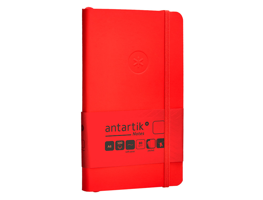 CARNET FERMETURE ELASTIQUE ANTARTIK NOTES COUVERTURE SOUPLE A6 PAPIER UNI IVOIRE 100 FEUILLES 80GR FSC COLORIS ROUGE