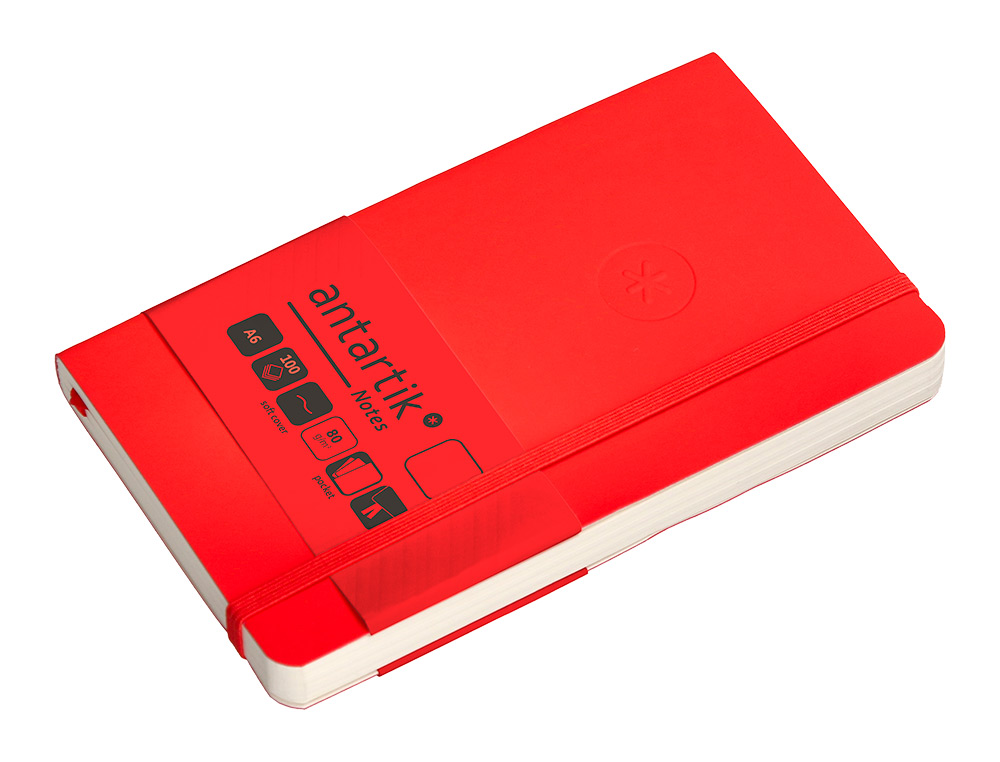 CARNET FERMETURE ELASTIQUE ANTARTIK NOTES COUVERTURE SOUPLE A6 PAPIER UNI IVOIRE 100 FEUILLES 80GR FSC COLORIS ROUGE