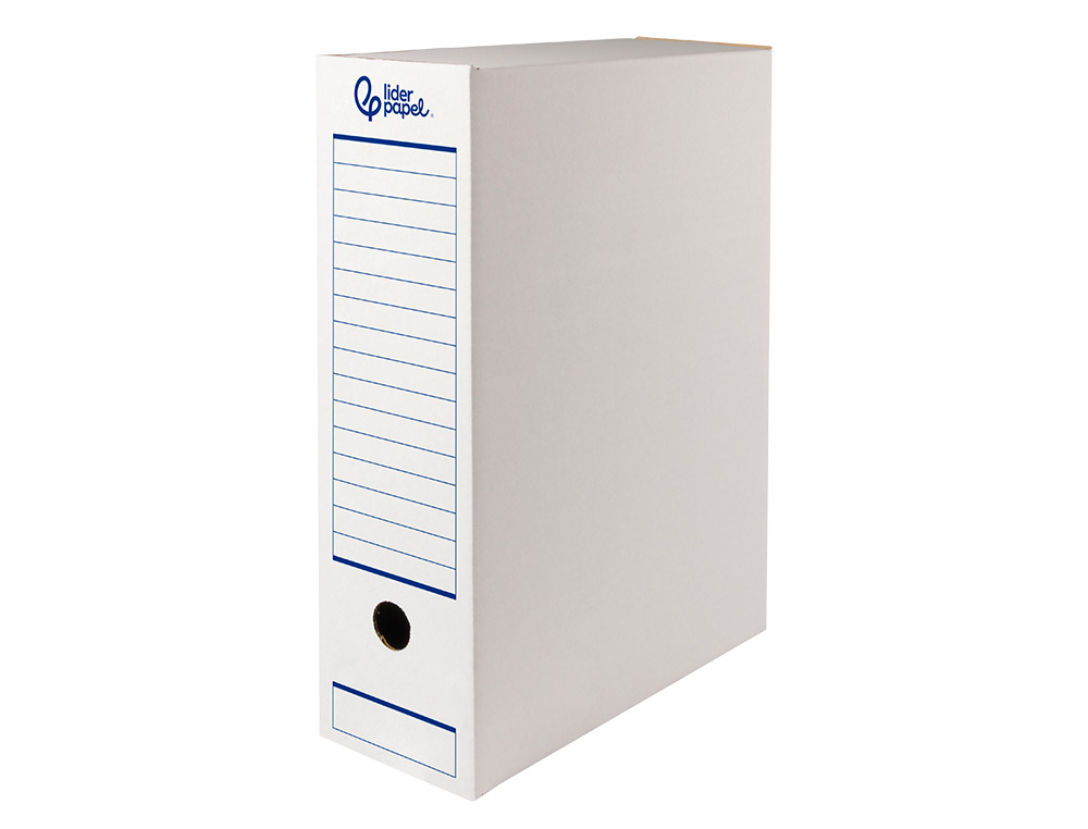 BOITE A ARCHIVES LIDERPAPEL CARTON RECYCLE DIN A4 325G/M2 DOS 100MM 360X100X255MM       COLORIS BLANC