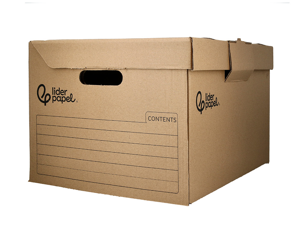 CONTAINER A ARCHIVES LIDERPAPEL CARTON MONTAGE AUTOMATIQUE POUR 3 BOITES FORMAT A4+ / 3 CLASSEURS A-Z 387X333X260MM