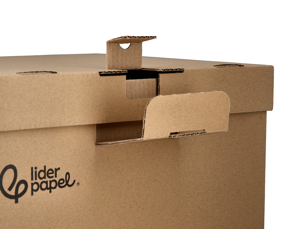 CONTAINER A ARCHIVES LIDERPAPEL CARTON MONTAGE AUTOMATIQUE POUR 3 BOITES FORMAT A4+ / 3 CLASSEURS A-Z 387X333X260MM