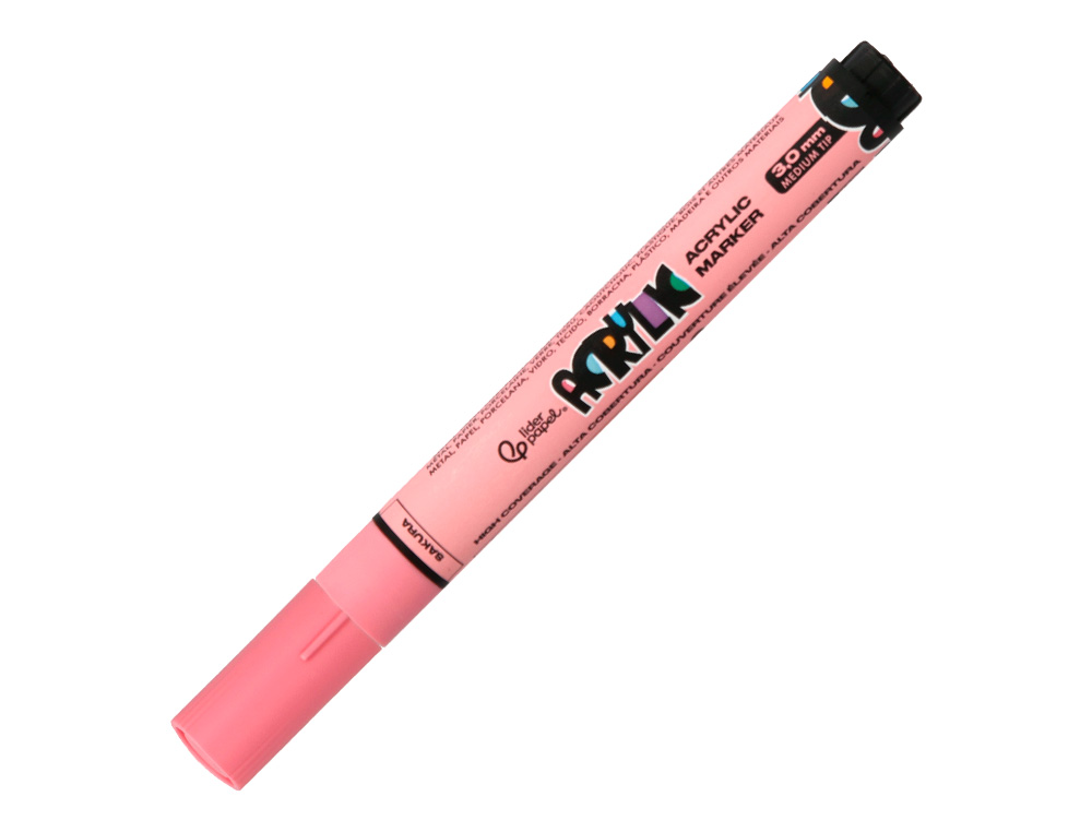 MARQUEUR LIDERPAPEL ACRYLIQUE BASE EAU TOUS SUPPORT POINTE RONDE 3MM COLORIS PASTELS ASSORTIS BOITE 8 UNITES