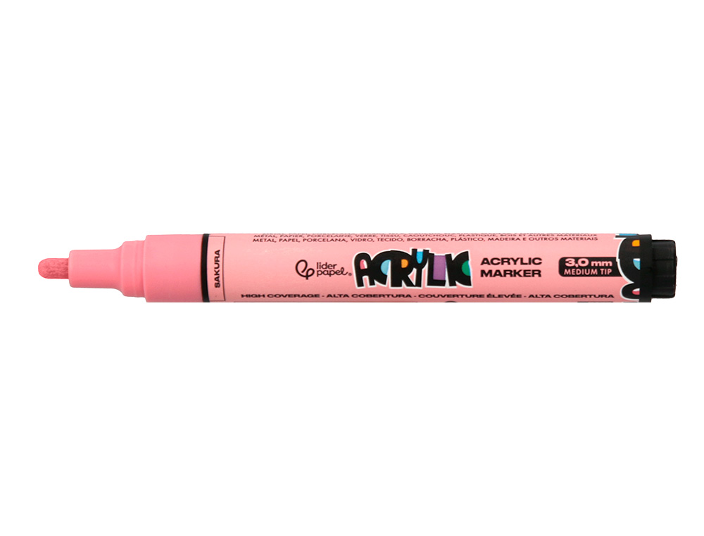 MARQUEUR LIDERPAPEL ACRYLIQUE BASE EAU TOUS SUPPORT POINTE RONDE 3MM COLORIS PASTELS ASSORTIS BOITE 8 UNITES