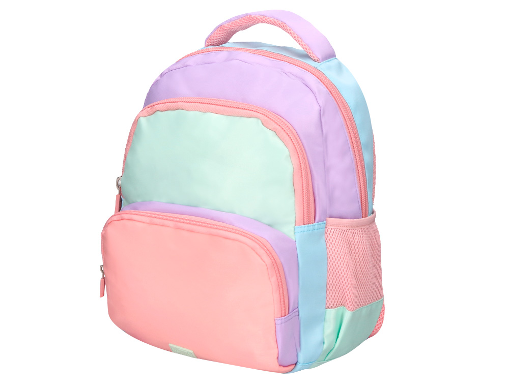 SAC A DOS LIDERPAPEL SCOLAIRE MULTIPOCHES ET MULTICOULEURS  PASTEL 35X11X27CM