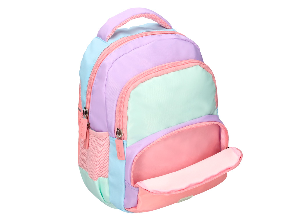 SAC A DOS LIDERPAPEL SCOLAIRE MULTIPOCHES ET MULTICOULEURS  PASTEL 35X11X27CM