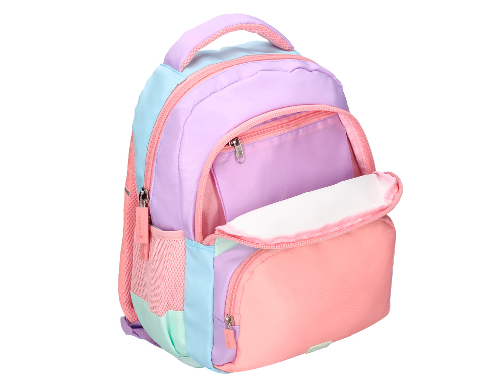 SAC A DOS LIDERPAPEL SCOLAIRE MULTIPOCHES ET MULTICOULEURS  PASTEL 35X11X27CM