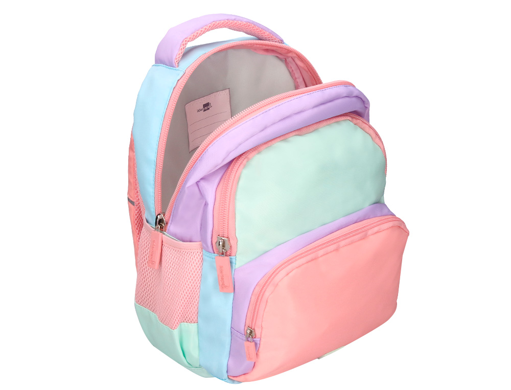 SAC A DOS LIDERPAPEL SCOLAIRE MULTIPOCHES ET MULTICOULEURS  PASTEL 35X11X27CM