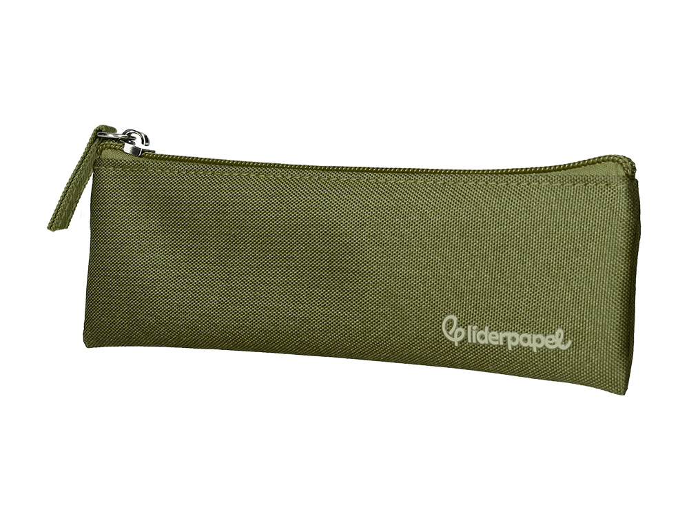 FOURRE-TOUT LIDERPAPEL PLAT MINCE 1 COMPARTIMENT 20X6CM   COLORIS VERT MILITAIRE