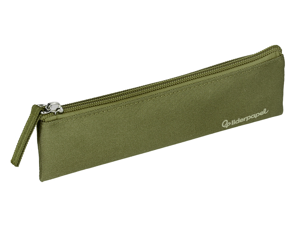 FOURRE-TOUT LIDERPAPEL PLAT MINCE 1 COMPARTIMENT 20X6CM   COLORIS VERT MILITAIRE