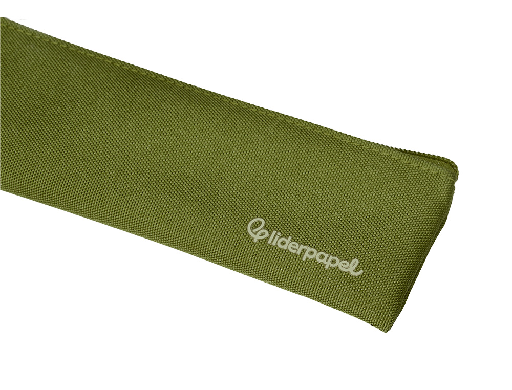 FOURRE-TOUT LIDERPAPEL PLAT MINCE 1 COMPARTIMENT 20X6CM   COLORIS VERT MILITAIRE